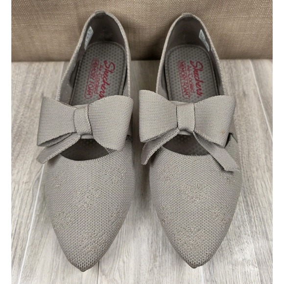 Skechers Shoes - Skechers Cleo Point Womens 9 Classy  Taupe Bow Stretch Comfort Ballet Flats Boho